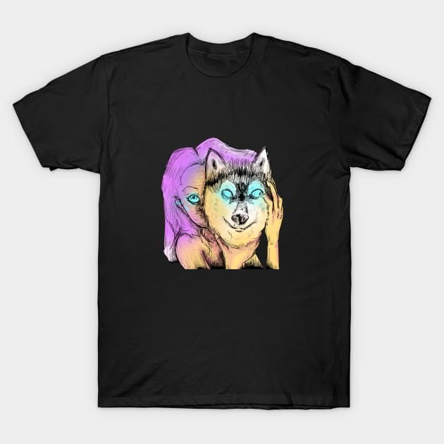 Husky Woman T-Shirt by CJart